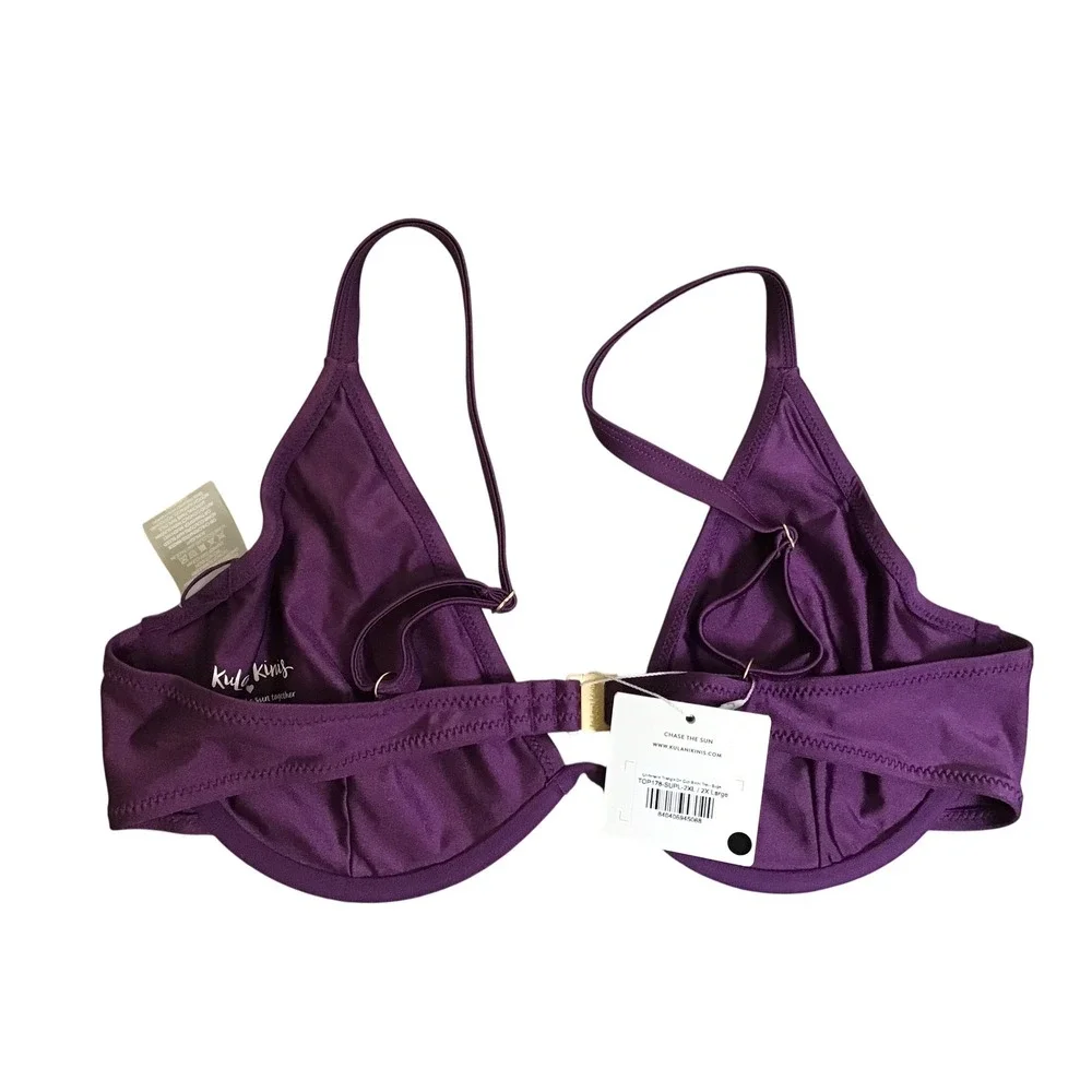 Kulani Kinis Women's Sugar Plum Underwire Triangle D Cup Bikini Top Size XXL NWT